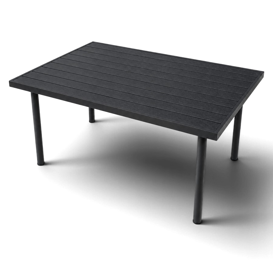 Juodas lauko sodo stalas 140x81x74 cm.