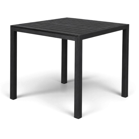 Juodas kvadratinis lauko stalas 90 x 90 cm.
