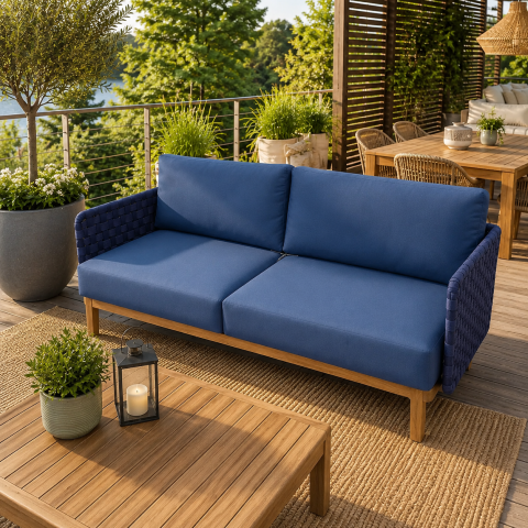 Trivietė lauko sofa "Kolbe" mėlynos spalvos